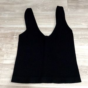 Free People Size XS/S Cropped Ribbed Black Tank